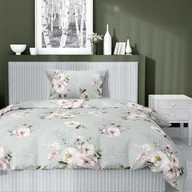 Pościel - Pościel satynowa 140 x 200 cm Home Satin, miętowa w wiosenne kwiaty - miniaturka - grafika 1
