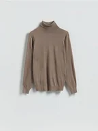 Swetry męskie - Reserved - Sweter z domieszką kaszmiru - beżowy - miniaturka - grafika 1