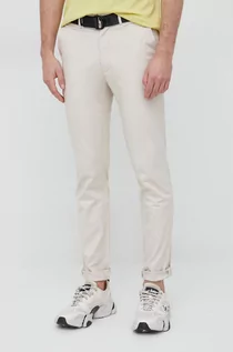 Spodnie męskie - Calvin Klein spodnie męskie kolor beżowy dopasowane - grafika 1