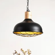 Lampy sufitowe - Lampa wisząca Lindby Olbi, czarna, drzewo kauczukowe, długość 41,5 cm - miniaturka - grafika 1