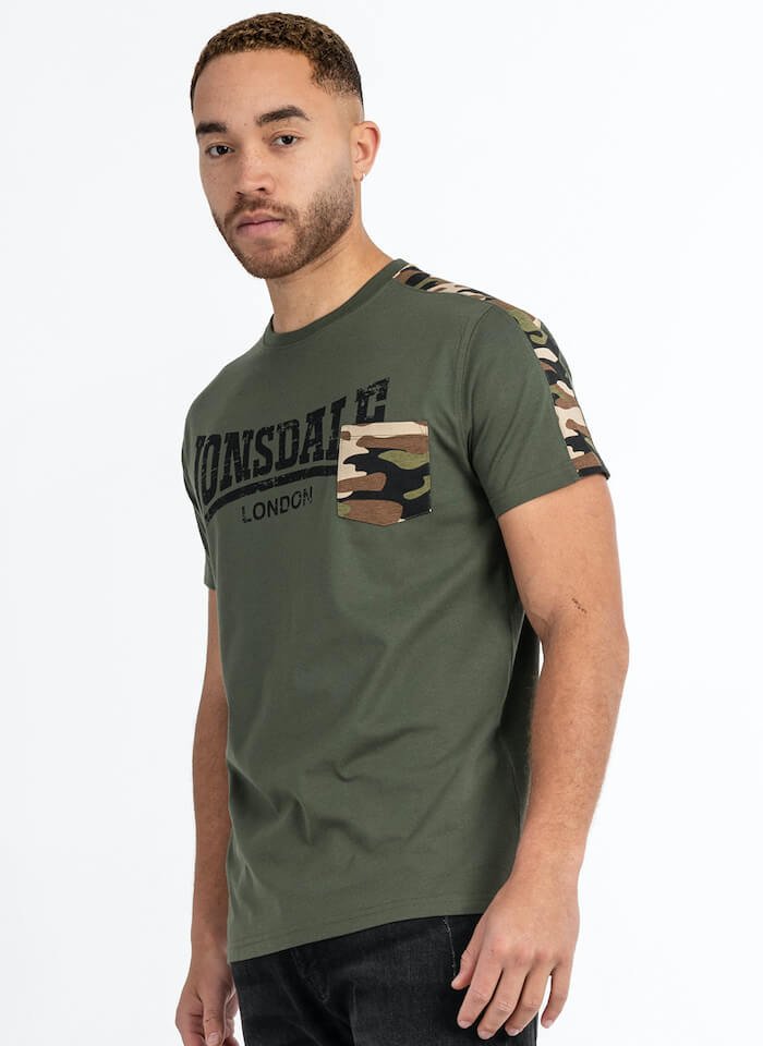T-shirt LONSDALE HUXTER oliwkowy-S