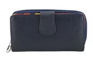 Portfele - Kolorowe portfele damskie skórzane - Granatowe - miniaturka - grafika 1