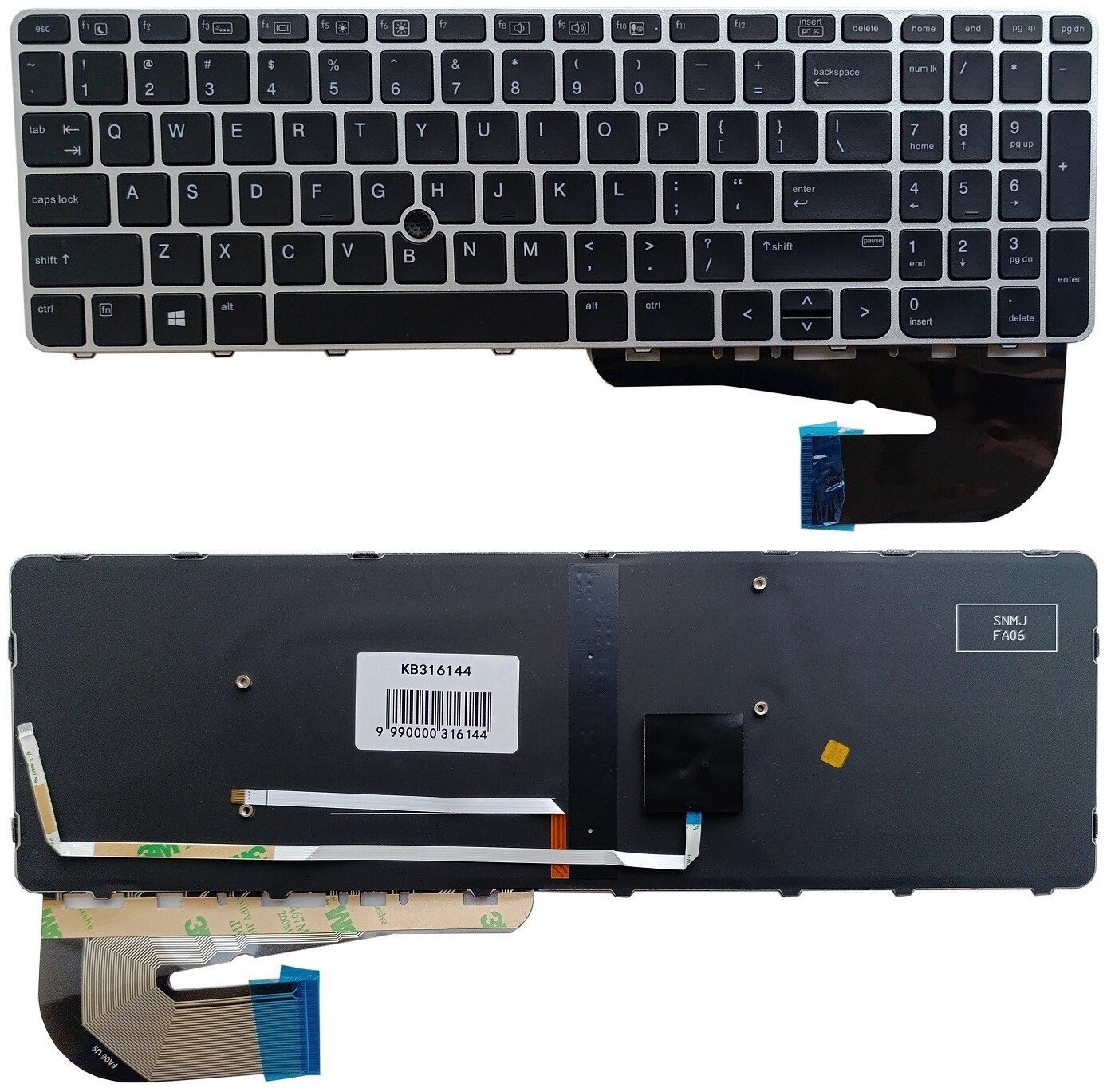 HP Klaviatūra EliteBook 850 G3, ZBook 15u G3, z podświetleniem, z „trackpoint“ KB316144