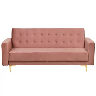 Beliani Sofa trzyosobowa welurowa różowa ABERDEEN - Sofy i kanapy - miniaturka - grafika 1