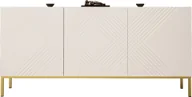 Komody - MEGSTYL KOMODA 160CM Z 3 DRZWICZKAMI NA ZŁOTYCH NÓŻKACH - EXITO 2 biały mat - biały połysk - miniaturka - grafika 1