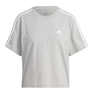 Koszulki i topy damskie - adidas Damski T-shirt (Short Sleeve) W 3S Cr Top, Medium Grey Heather/White, HR4916, XL - grafika 1
