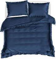 Pościel - Pościel Z Falbaną 160X200 Granatowa 2931 - miniaturka - grafika 1