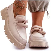 Mokasyny damskie - Skórzane Mokasyny Półbuty Big Star LL274581 Beżowe beżowy - miniaturka - grafika 1