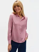 Koszule damskie - Satynowa koszula pudrowy róż - miniaturka - grafika 1