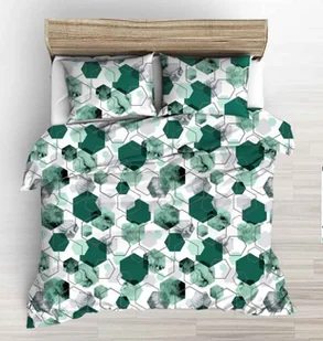 Pościel z kory 140x200 szmaragdowa biała geometria - Pościel - miniaturka - grafika 1