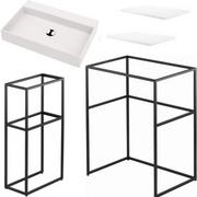 Szafki łazienkowe - Zestaw Deante Correo Konsola modułowa + umywalka granitowa biały mat + słupek + dwie półki - miniaturka - grafika 1