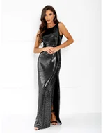 Sukienki - Cekinowa sukienka maxi z odkrytymi plecami TAJA - czarna - miniaturka - grafika 1