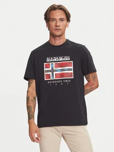 Napapijri T-Shirt S-Dorees NP0A4IBE Czarny Regular Fit - Koszulki męskie - miniaturka - grafika 1