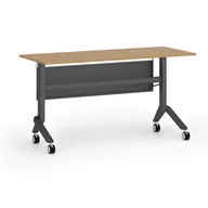 Biurka - Mobilny stół PRIMO MOVE, 1400 x 600 mm, podstawa czarna, buk - miniaturka - grafika 1