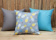Poduszki dekoracyjne - Zestaw 3 poszewek bawełnianych Ananasy + szary + turkus 40x40 - miniaturka - grafika 1