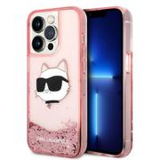 Etui i futerały do telefonów - Karl Lagerfeld Etui do iPhone 14 Pro 6,1" różowy/pink hardcase Glitter Choupette Head - miniaturka - grafika 1