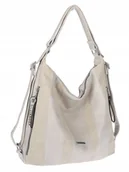 Plecaki worki - Torebka Damska Shopper Plecak Miejska 2w1 Worek Torba na Ramię SR090 Szara - miniaturka - grafika 1