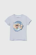 Koszulki dla chłopców - Guess t-shirt bawełniany dziecięcy kolor niebieski z nadrukiem - miniaturka - grafika 1