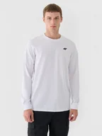 Koszulki sportowe męskie - Męski longsleeve basic 4F 4FWMM00TLONM432 - biały - miniaturka - grafika 1