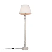 Lampy stojące - QAZQA Klasyczna lampa podłogowa szara klosz plisowany kremowy 45cm - Classico - miniaturka - grafika 1