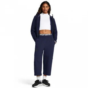 Damskie spodnie dresowe Under Armour Unstoppable Txt Wide Leg Crop - granatowe - UNDER ARMOUR - Spodnie sportowe damskie - miniaturka - grafika 1