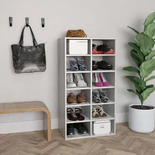 vidaXL Półka na buty, betonowa szarość, 54x34x100 cm - Szafki na buty - miniaturka - grafika 1