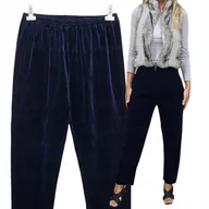 Spodnie damskie - granat SPODNIE DRESOWE WELUR 54 56 POLSKIE PROSTA NOGAWKA BEZUCISKOWE 4xl - miniaturka - grafika 1