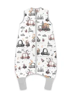 Śpiworki dla dzieci - Śpiworek MimiNu samochodziki szare - śpiworek do spania z nogawkami S zimowy bawełna 100% - miniaturka - grafika 1