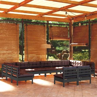 12-cz. zestaw wypoczynkowy do ogrodu, z poduszkami, czarny - Meble ogrodowe - miniaturka - grafika 9