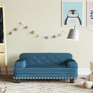 vidaXL Sofa dla dzieci, niebieska, 70x45x30 cm, aksamit - Meble do sypialni - miniaturka - grafika 1