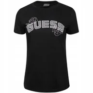Koszulki i topy damskie - GUESS KOSZULKA DAMSKA T-SHIRT LISETTE SS T-SHIRT CZARNA r.S - miniaturka - grafika 1