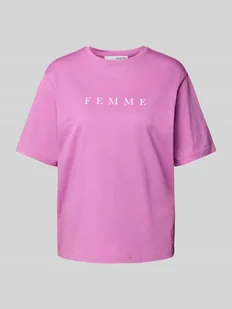 T-shirt o kroju oversized z nadrukiem z logo model ‘VILJA’ - Koszulki i topy damskie - miniaturka - grafika 1