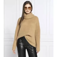 Swetry damskie - BOSS Wełniany golf Filita | Oversize fit - miniaturka - grafika 1