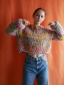 Swetry damskie - Kolorowy sweter 100% WEŁNA - miniaturka - grafika 1