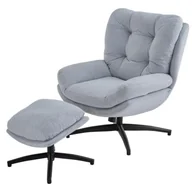 Fotele - Elegancki fotel z podnóżkiem ROYAL jasnoszary - miniaturka - grafika 1