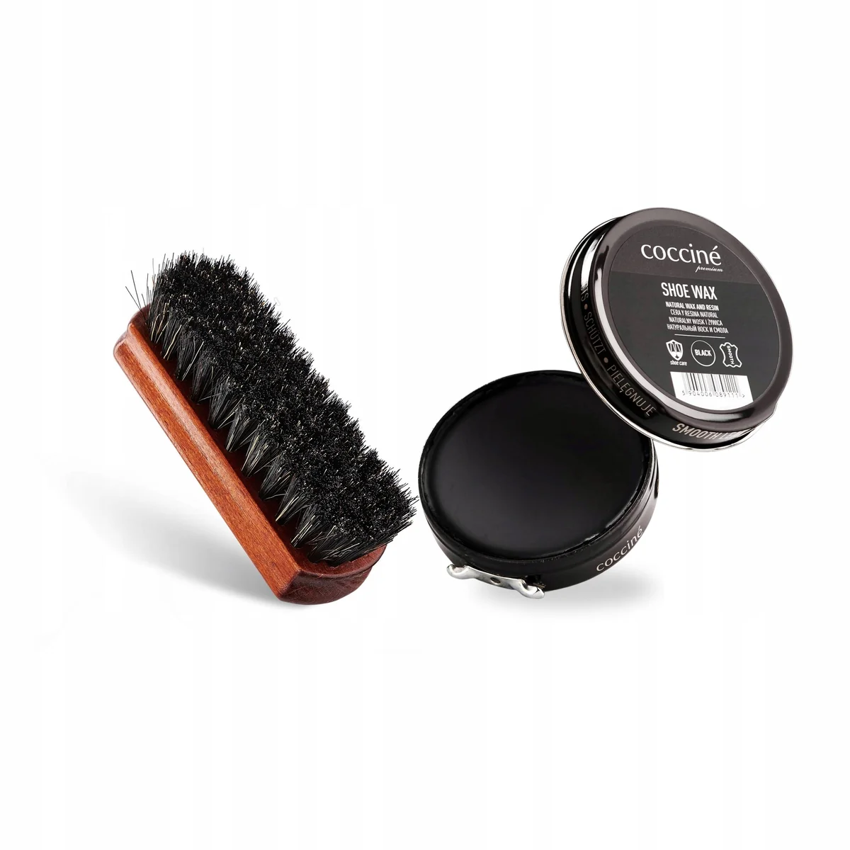 Czarna Shoe Wax do Butów ze Szczotką do Polerowania Zestaw Coccine 2w1