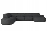 Narożniki - Sofa modułowa w kształcie V California narożnik tkanina Luna czarny lewy - miniaturka - grafika 1