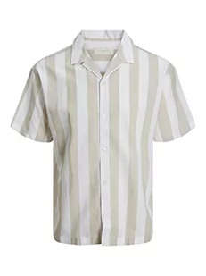 JACK & JONES Męska koszula JPRSUMMER lniana w paski S/S LN koszula, biała pepper/paski: luźny krój, L, Biały pieprz/paski: luźny krój, L - Koszule męskie - miniaturka - grafika 1
