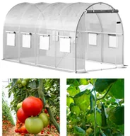 Szklarnie ogrodowe - Tunel ogrodowy foliowy biały szklarnia folia 6x3x2m 18m² - miniaturka - grafika 1