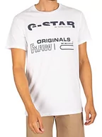 Koszulki męskie - G-STAR RAW Męski T-shirt Originals R T, Biały (White C506-110), L - miniaturka - grafika 1