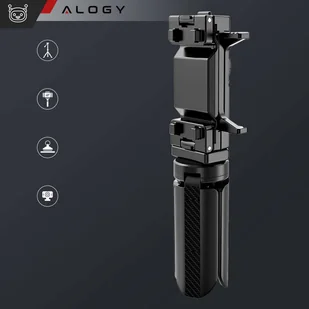 Uchwyt mini statyw na telefon aparat stojak podstawka regulowany obrotowy 360 Tripod selfie do zdjęć Alogy Czarny - Selfie stick - miniaturka - grafika 9