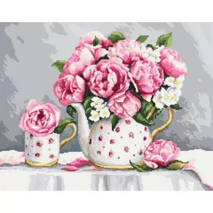 Zestaw Do Haftu - Porcelanowe Piwonie - Pasmanteria - miniaturka - grafika 1