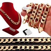 Łańcuszki - MĘSKI POTĘZNY ŁAŃCUCH FIGARO 60 CM 12 MM STAL 18K - miniaturka - grafika 1