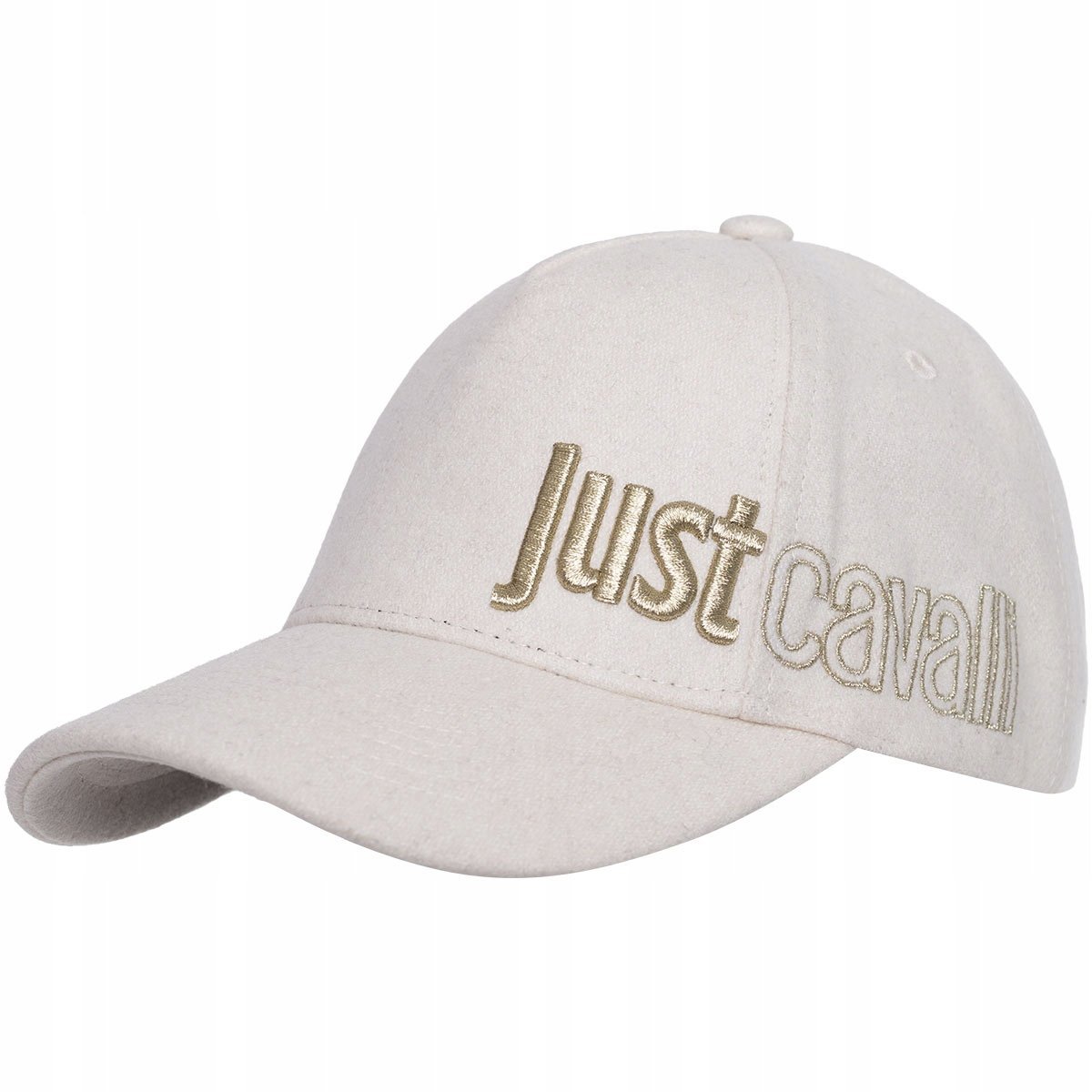 JUST CAVALLI CZAPKA Z DASZKIEM JC BASEBALL CAP COAT LOGO EMBROIDERY BEŻOWA