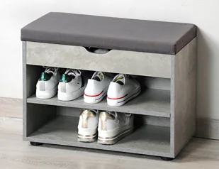 Szafka na buty z siedziskiem i schowkiem imitacja betonu KESPER 15934 - Szafki na buty - miniaturka - grafika 1
