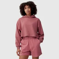 Bluzy sportowe damskie - Bluza Damska 4F Wkładana Z Kapturem Bawełniana Różowa SS23TSWSF244-64S - miniaturka - grafika 1