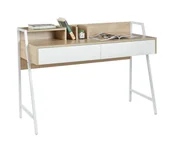 Biurka - Nowoczesne biurko SAVIA z dwiema szufladami nadstawką na akcesoria dąb sonoma / biały - miniaturka - grafika 1