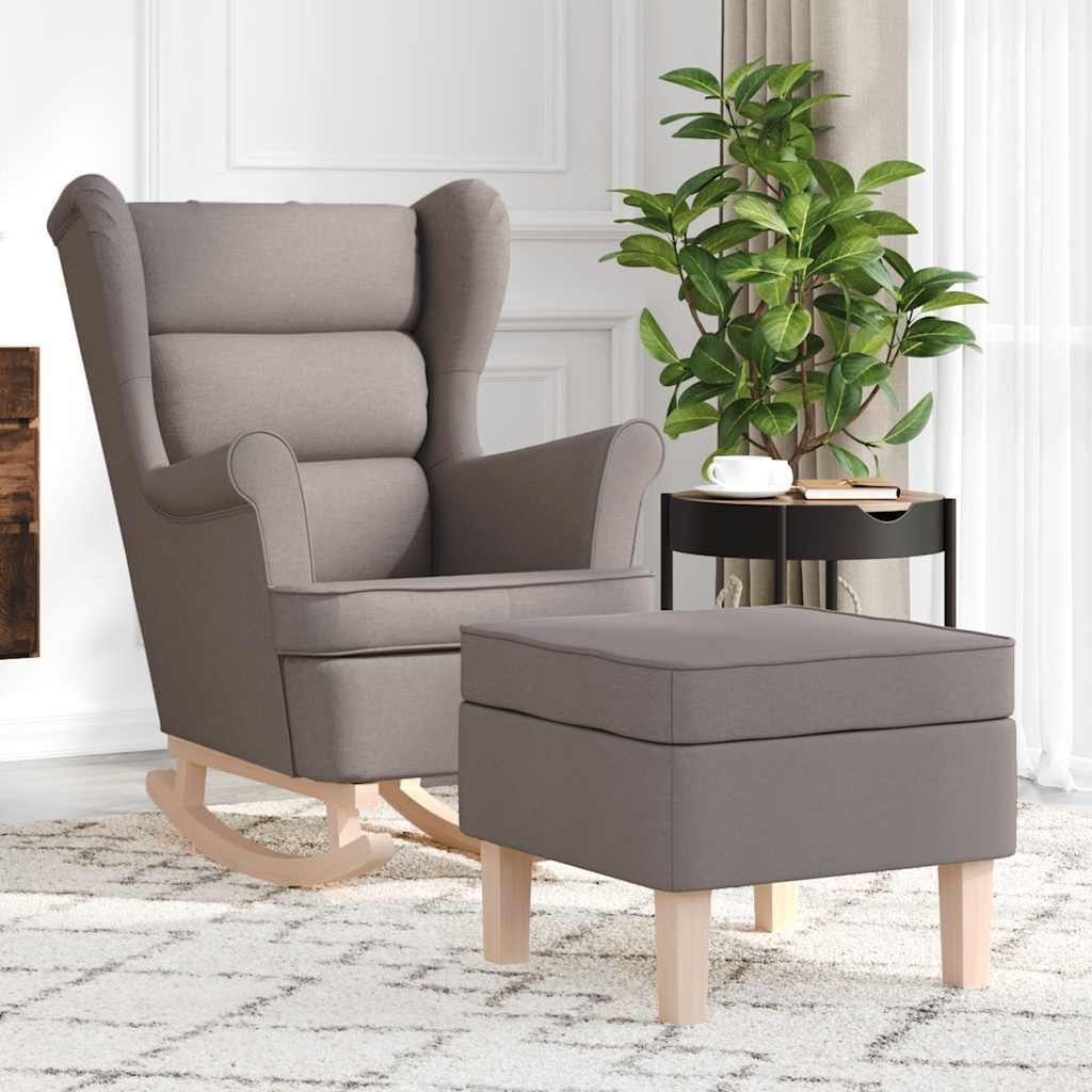 vidaXL Fotel bujany z podnóżkiem, kolor taupe, obity tkaniną 3308003