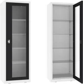 Meble i wyposażenie gabinetów medycznych - NSML.101.9010.9005 szafa lekarska 1-skrzydłowa 1-komorowa biało-czarna - miniaturka - grafika 1