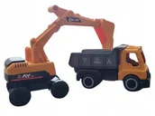 Samochody i pojazdy dla dzieci - ZESTAW AUTO BUDOWLANE KOPARKA + Wywrotka - miniaturka - grafika 1